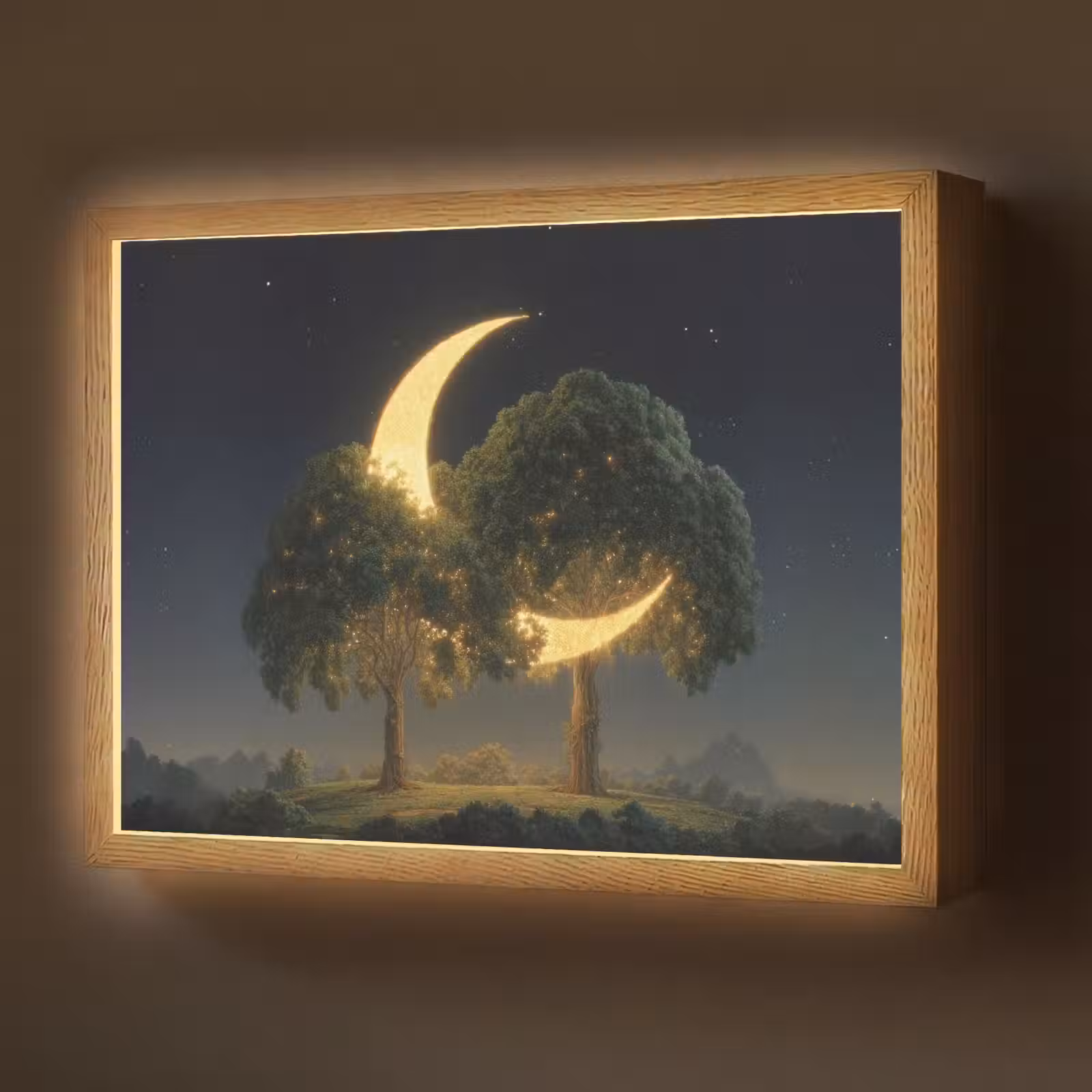 Lightbox - Wandlamp - Maan - Bomen - Rust — 1
