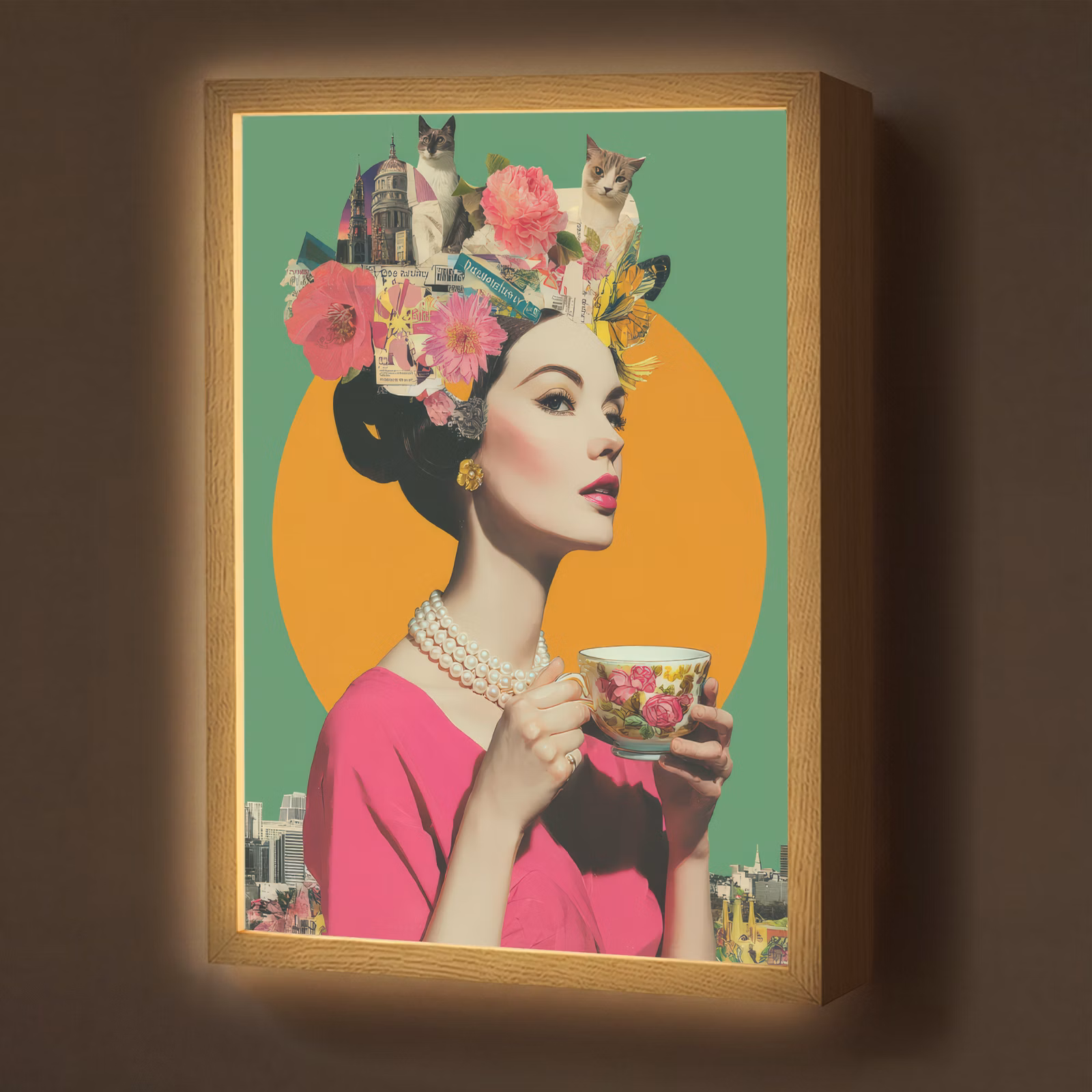 Lightbox - Wandlamp - Retro - Vrouw - Stad - Zon — 1