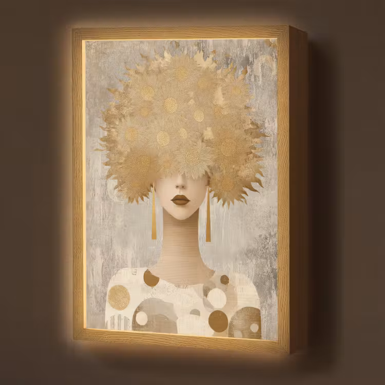 Lightbox - Wandlamp - Goud - Portret - Vrouw — 1