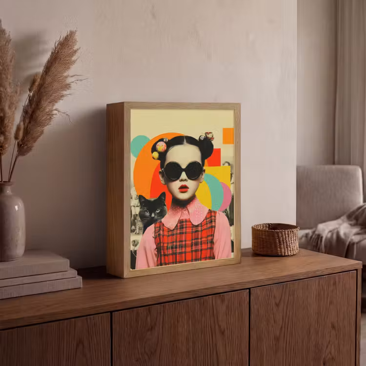 Lightbox - Wandlamp - Meisje - Zonnebril - Kat - Retro — 4