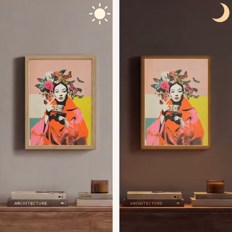 Lightbox - Wandlamp - Retro - Vrouw - Kopje - Vlinders — 5