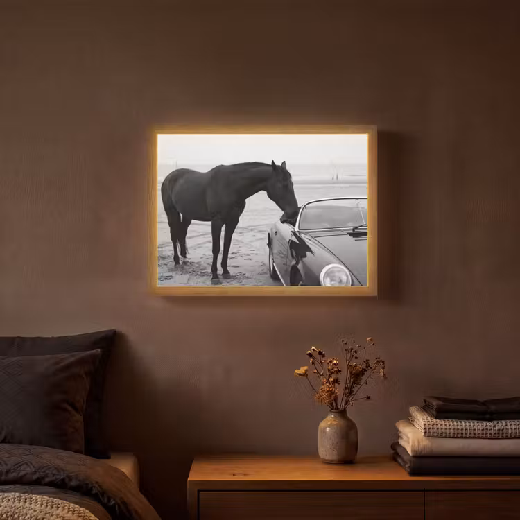 Lightbox - Wandlamp - Paard - Auto - Zwart - Wit — 3