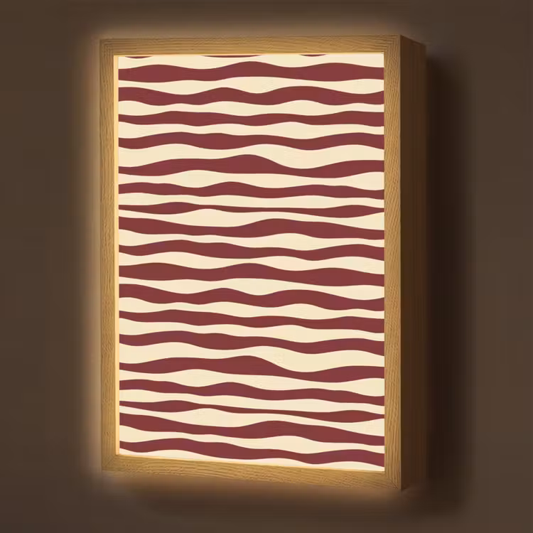 Lightbox - Wandlamp - Golven - Rood - Patroon - Crème — 1
