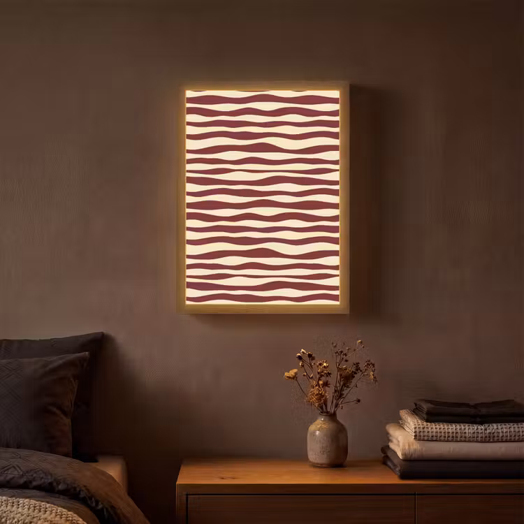 Lightbox - Wandlamp - Golven - Rood - Patroon - Crème — 3
