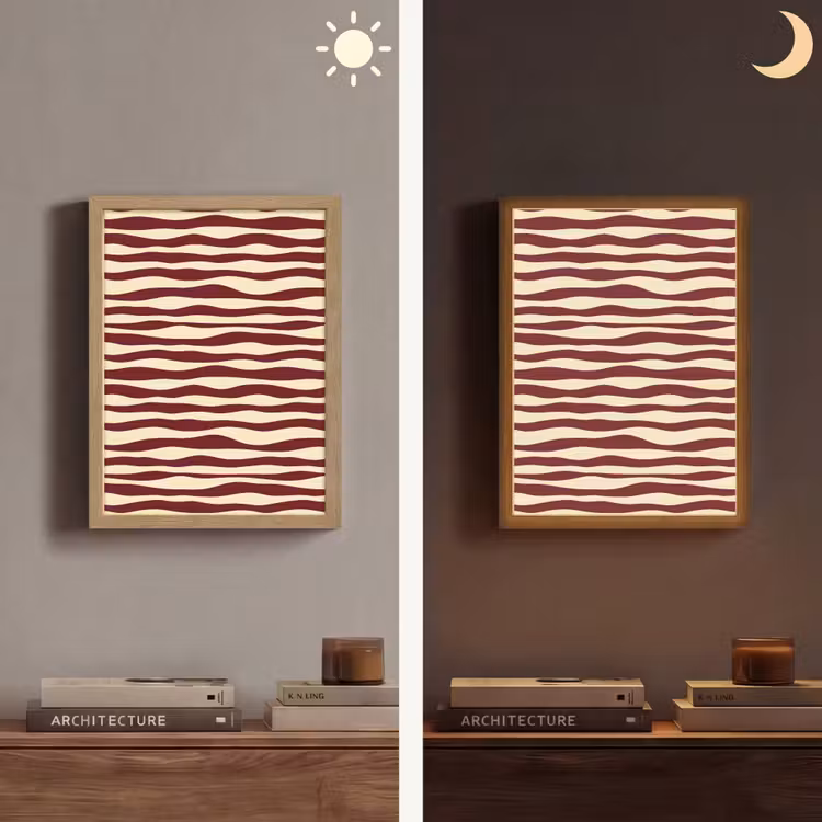 Lightbox - Wandlamp - Golven - Rood - Patroon - Crème — 5