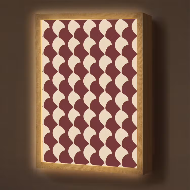 Lightbox - Wandlamp - Rood - Tegelpatroon - Crème — 1