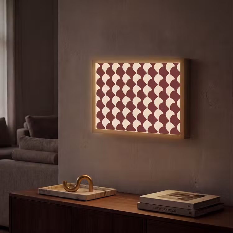 Lightbox - Wandlamp - Rood - Tegelpatroon - Crème — 2