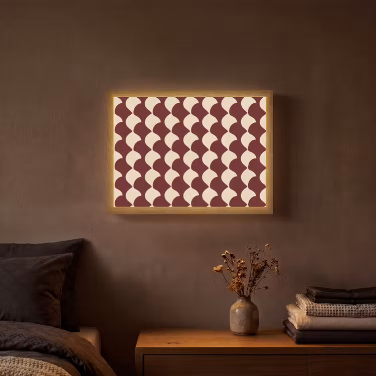 Lightbox - Wandlamp - Rood - Tegelpatroon - Crème — 3
