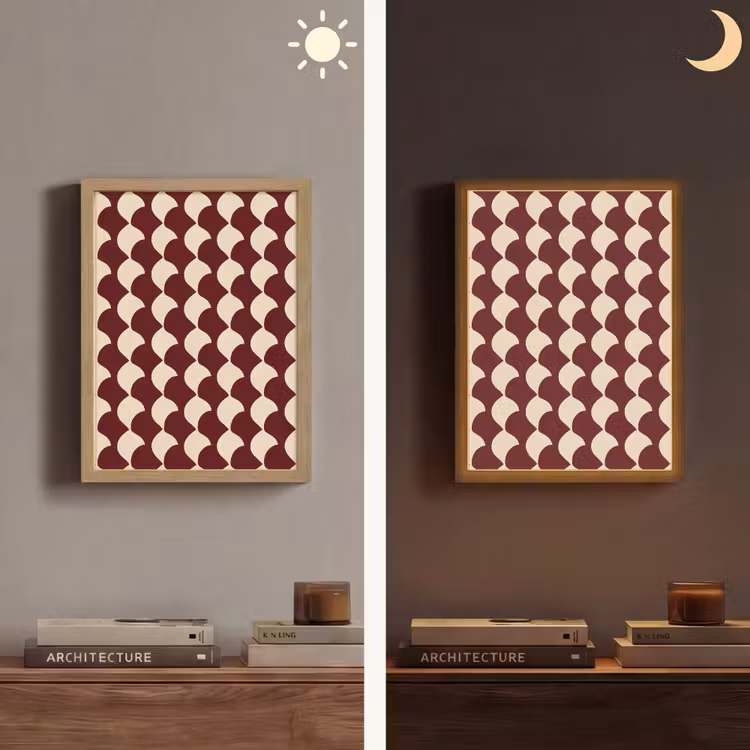 Lightbox - Wandlamp - Rood - Tegelpatroon - Crème — 5