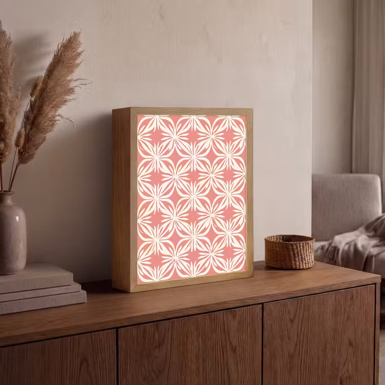 Lightbox - Wandlamp - Roze - Bloemenmotief - Wit - Modern — 4