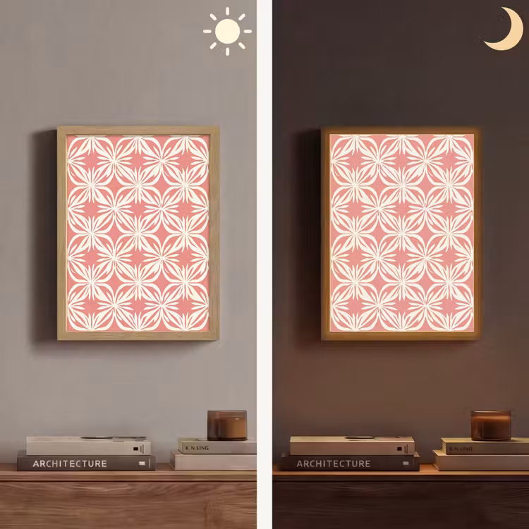 Lightbox - Wandlamp - Roze - Bloemenmotief - Wit - Modern — 5