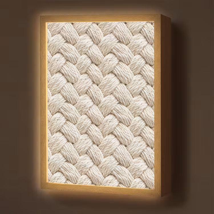 Lightbox - Wandlamp - Touw - Gebreid - Beige — 1