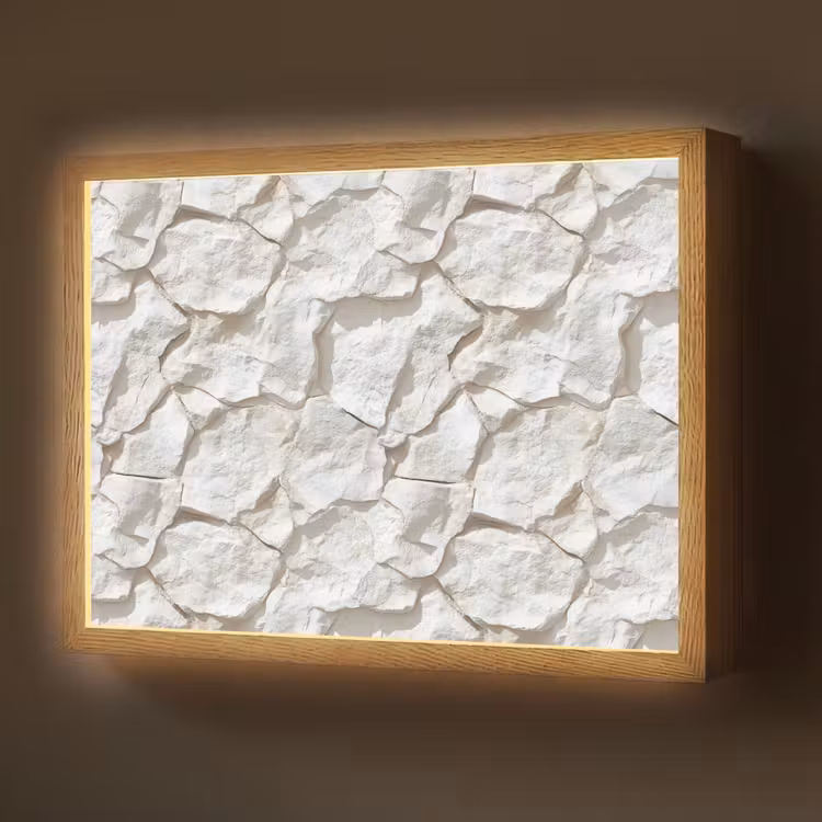 Lightbox - Wandlamp - Structuur - Rots - Wit