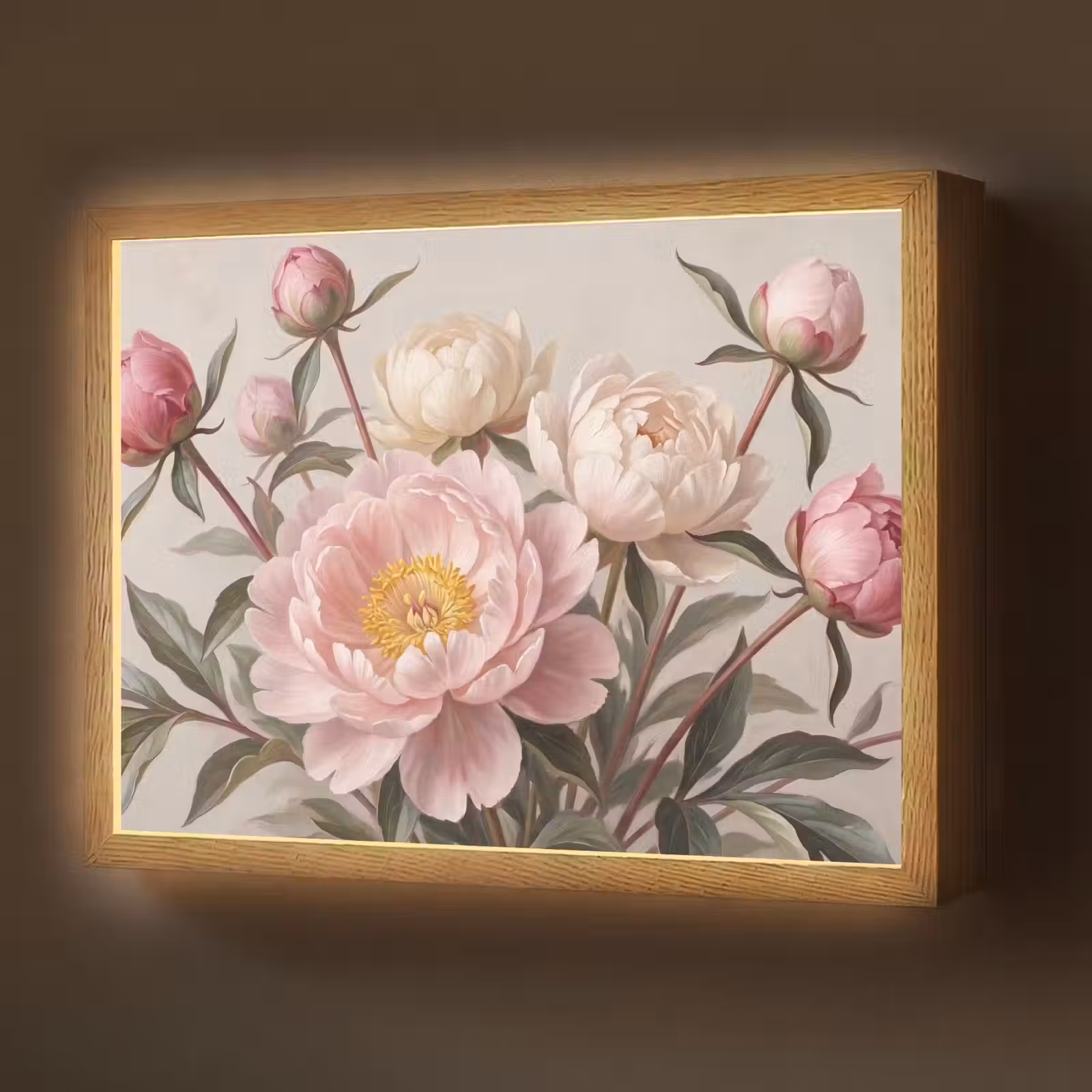 Lightbox - Wandlamp - Pioenrozen - Boeket - Roze — 1