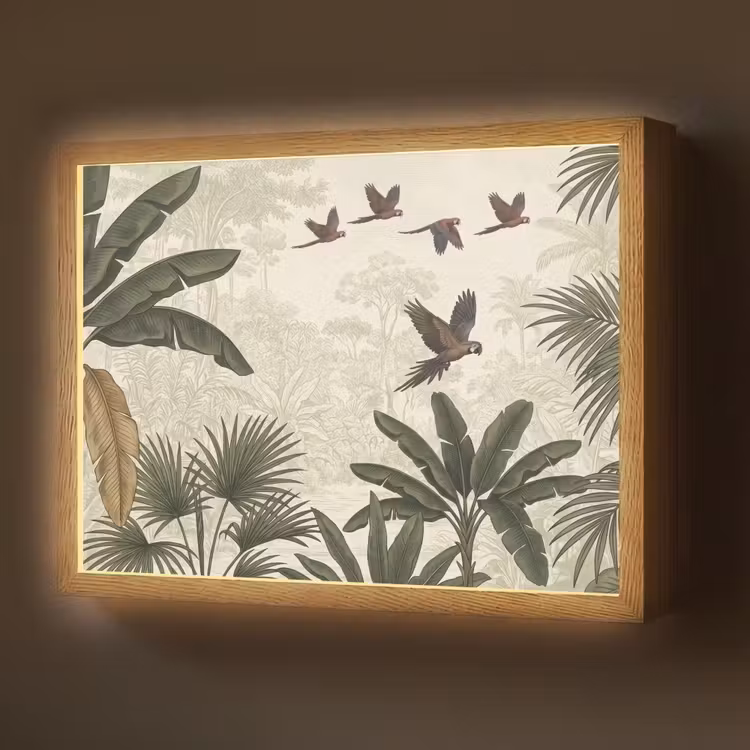 Lightbox - Wandlamp - Papagaaien - Jungle - Tropisch - Green