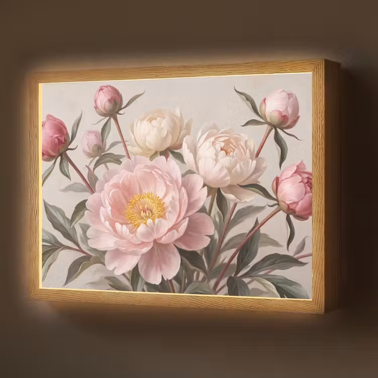 Lightbox - Wandlamp - Pioenrozen - Boeket - Roze