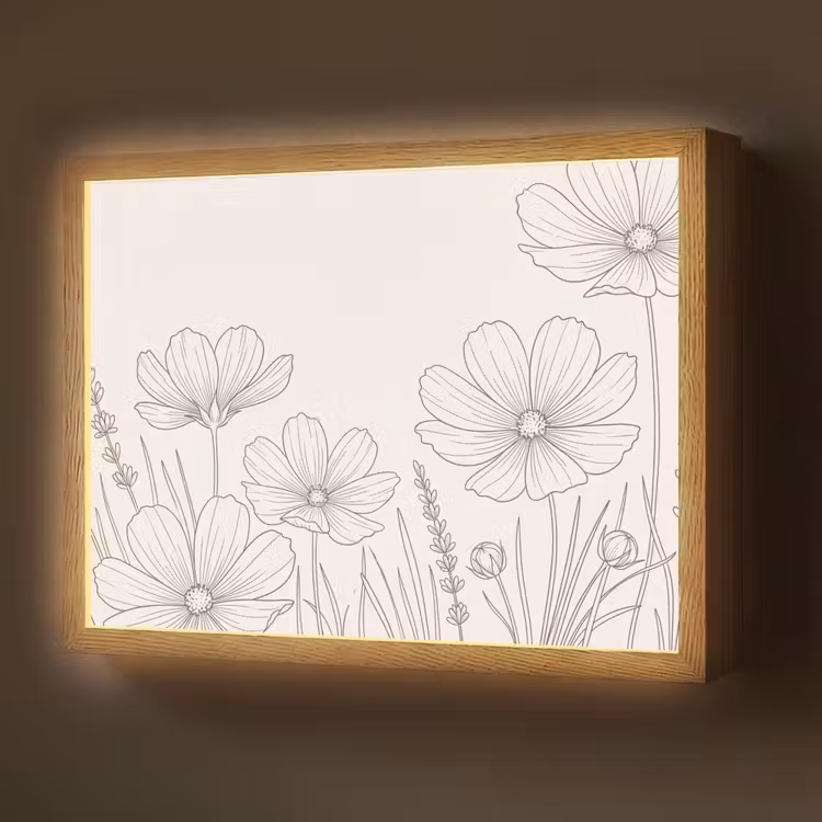 Lightbox - Wandlamp - Minimalistisch - Modern - Bloemen - Beige
