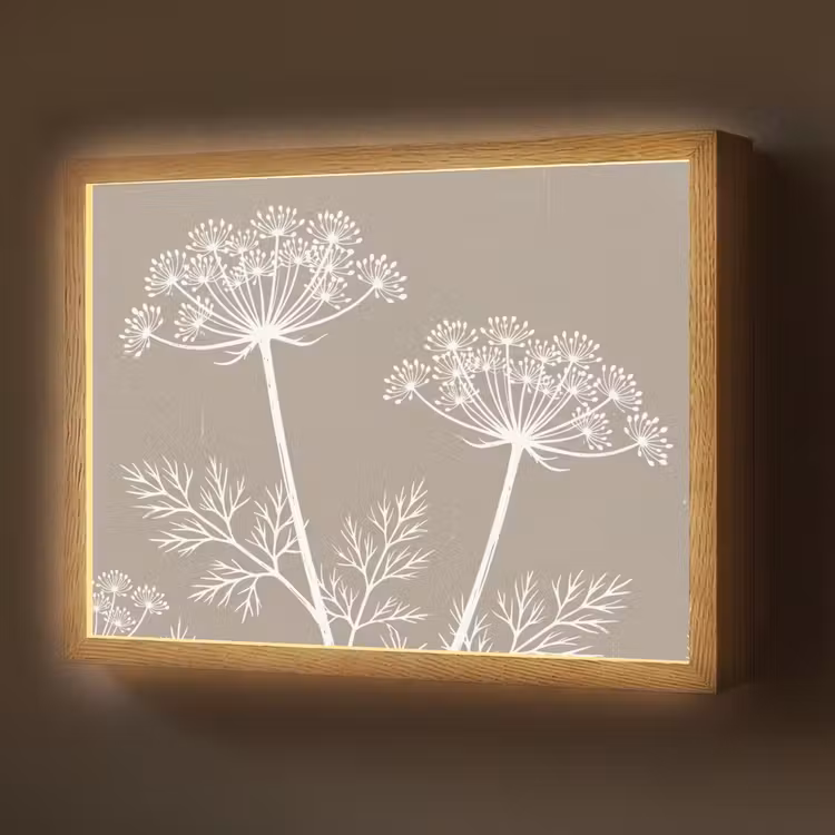 Lightbox - Wandlamp - Grafisch - Fluitenkruid - Taupe