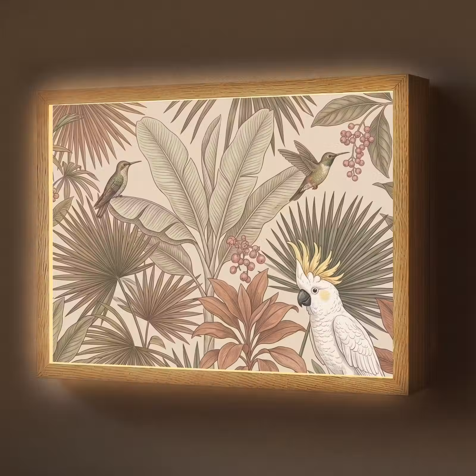 Lightbox - Wandlamp - Tropisch - Vogels - Beige — 1