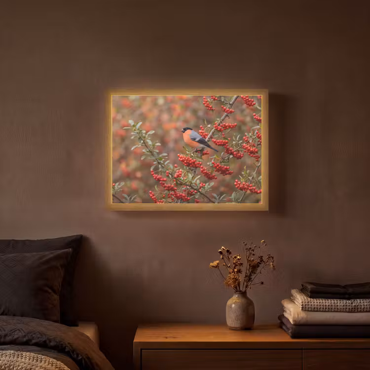 Lightbox - Wandlamp - Goudvink - Bessen - Herfst - Natuur - Kleurrijk — 3