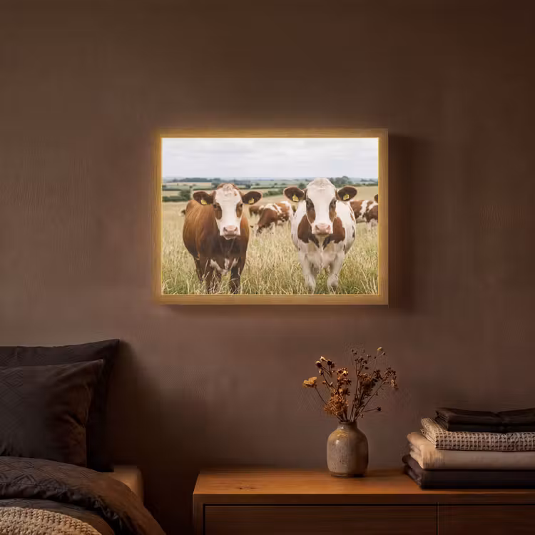 Lightbox - Wandlamp - Koeien - Portret - Weide - Boerderij - Nieuwsgierig — 3
