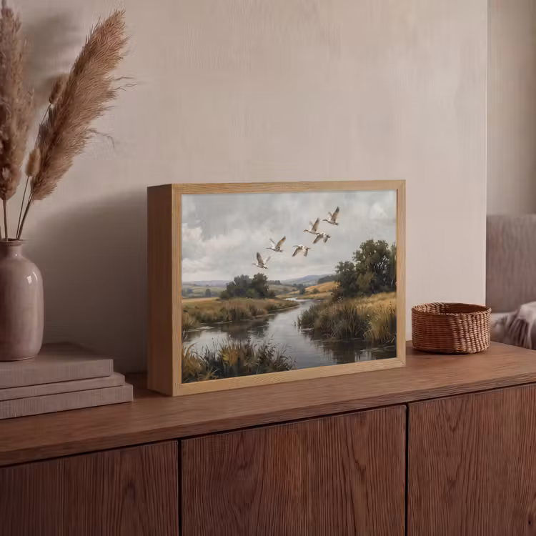 Lightbox - Wandlamp - Eenden - Rivier - Landschap - Vlucht - Nostalgisch — 4
