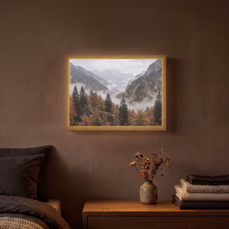 Lightbox - Wandlamp - Bergen - Vallei - Mist - Herfst - Natuur — 3