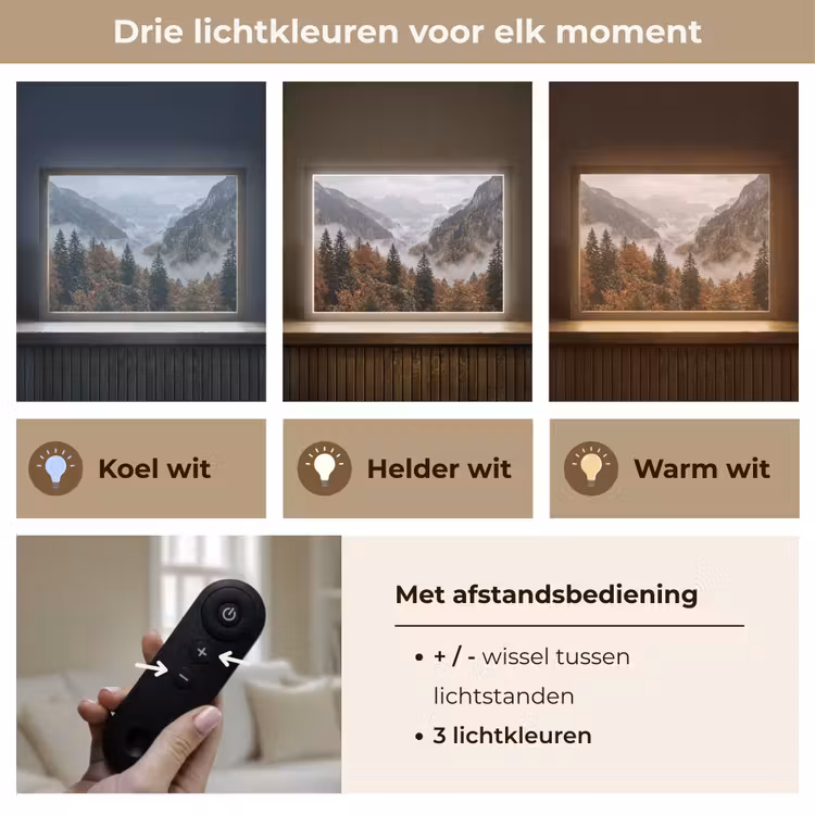 Lightbox - Wandlamp - Bergen - Vallei - Mist - Herfst - Natuur — 8