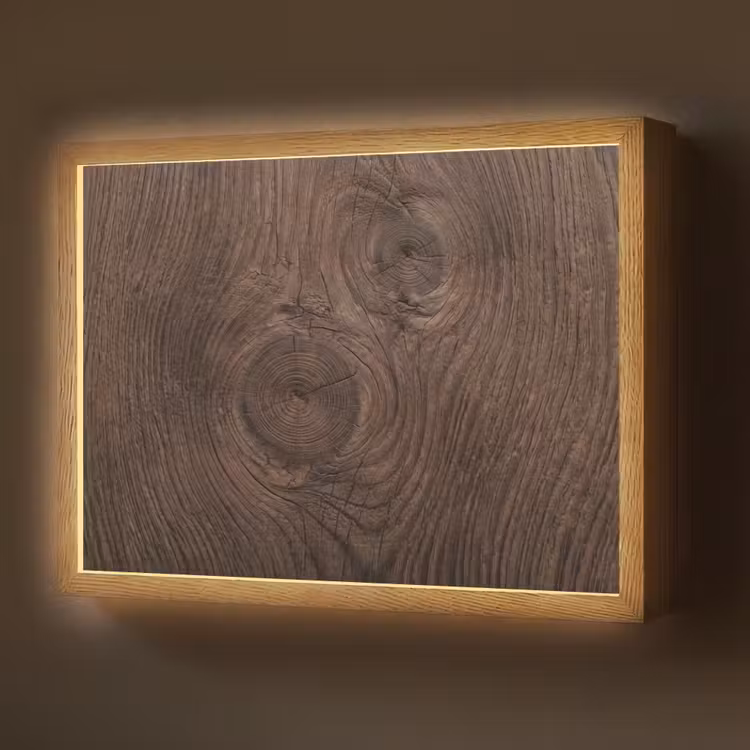 Lightbox - Wandlamp - Houtnerf - Textuur - Patroon - Bruin - Rustiek