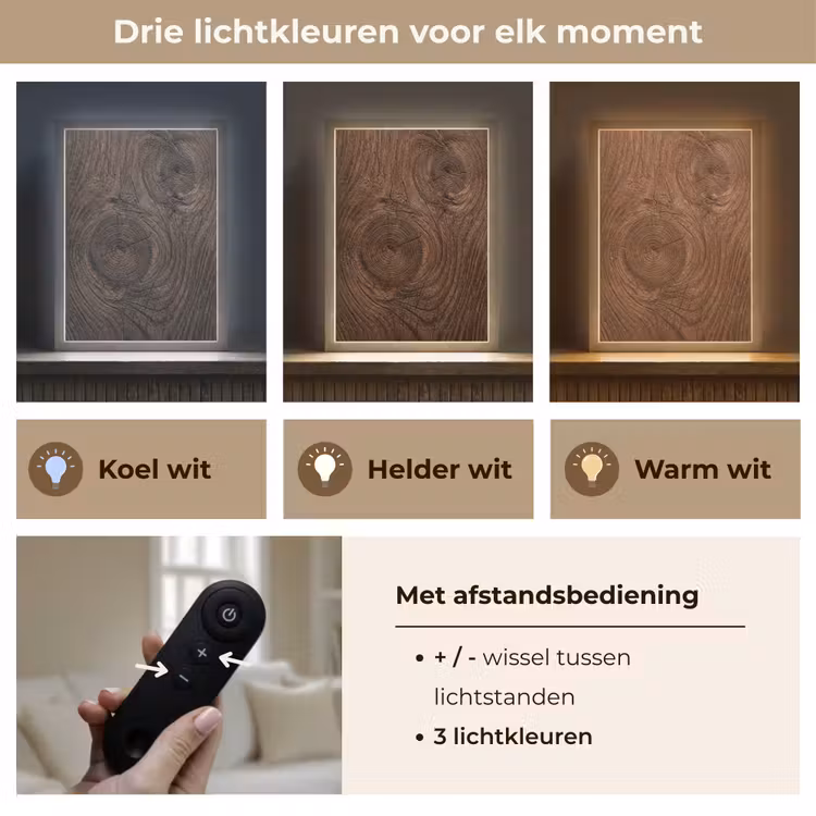 Lightbox - Wandlamp - Houtnerf - Textuur - Patroon - Bruin - Rustiek — 7