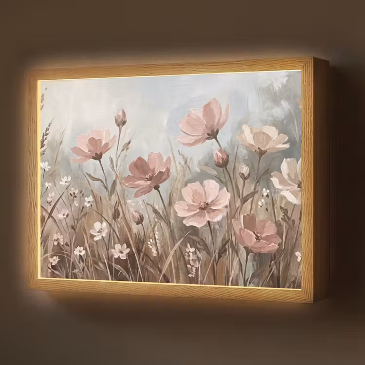 Lightbox - Wandlamp - Bloemen - Botanisch - Schilderij - Pastel - Rustiek