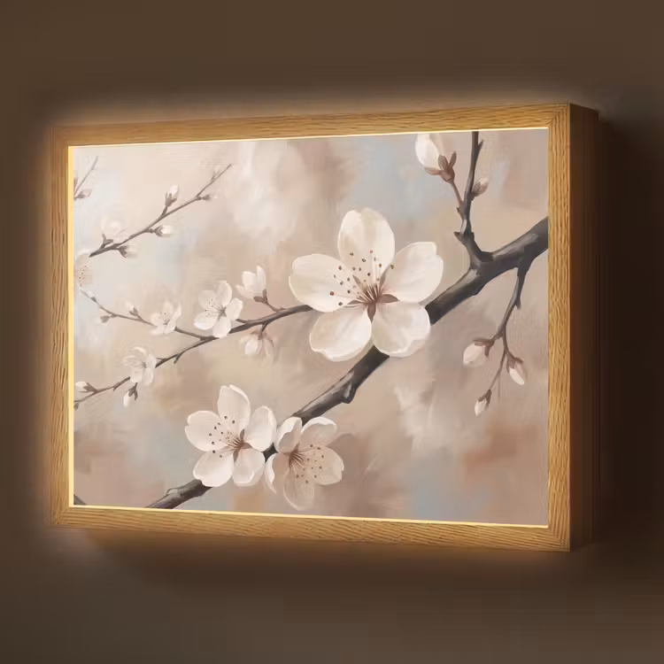 Lightbox - Wandlamp - Bloesem - Takken - Schilderij - Beige - Serene