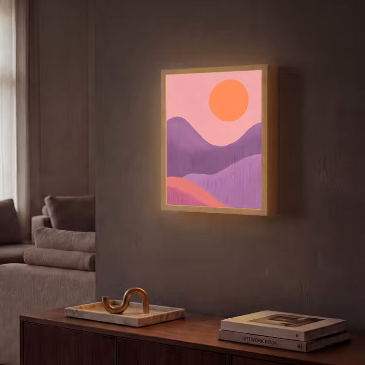 Lightbox - Wandlamp - Zon - Heuvels - Paars - Abstract — 2