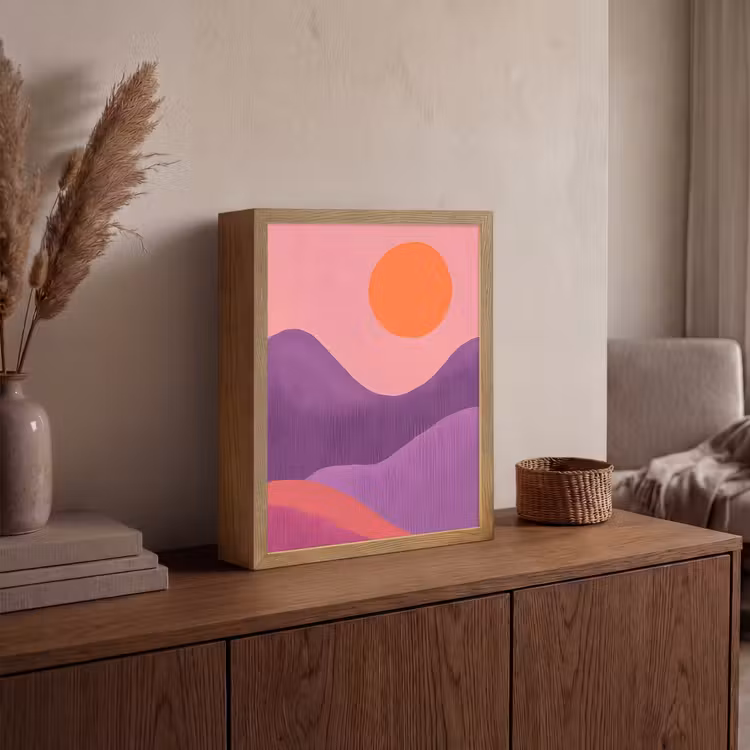 Lightbox - Wandlamp - Zon - Heuvels - Paars - Abstract — 4