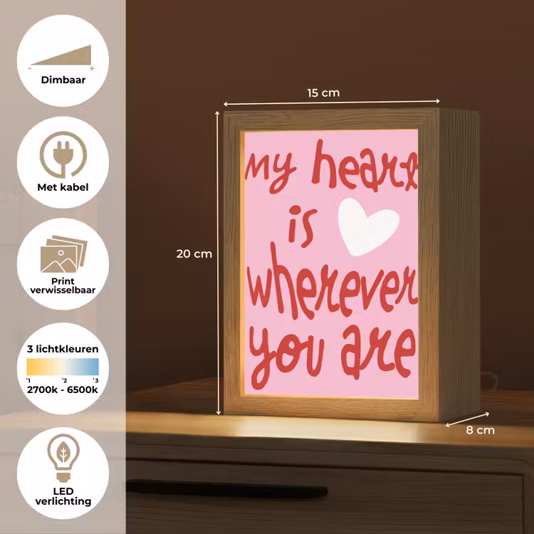 Lightbox - Wandlamp - Valentijn - Hart - Liefde - Roze — 7