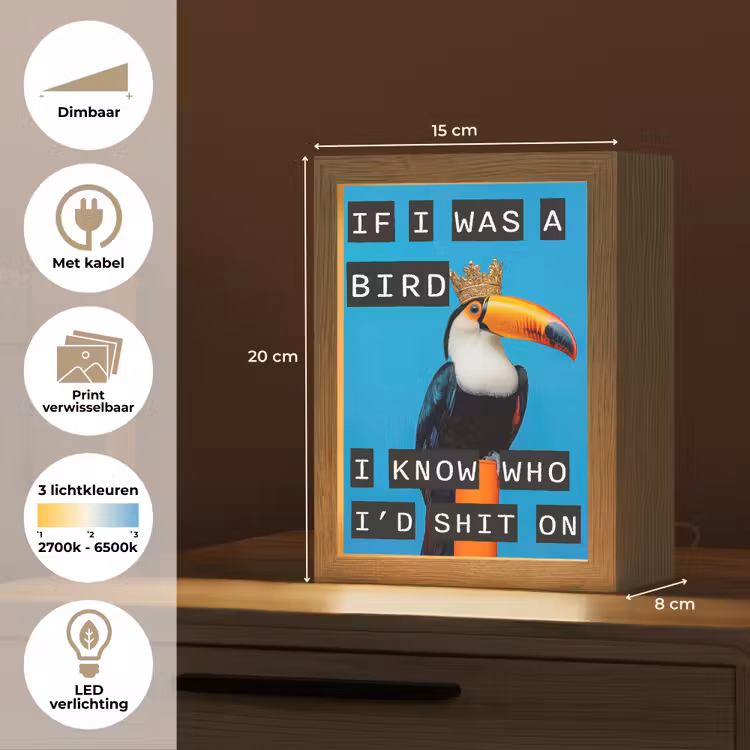 Lightbox - Wandlamp - Vogel - Toekan - Blauw - Quotes — 7