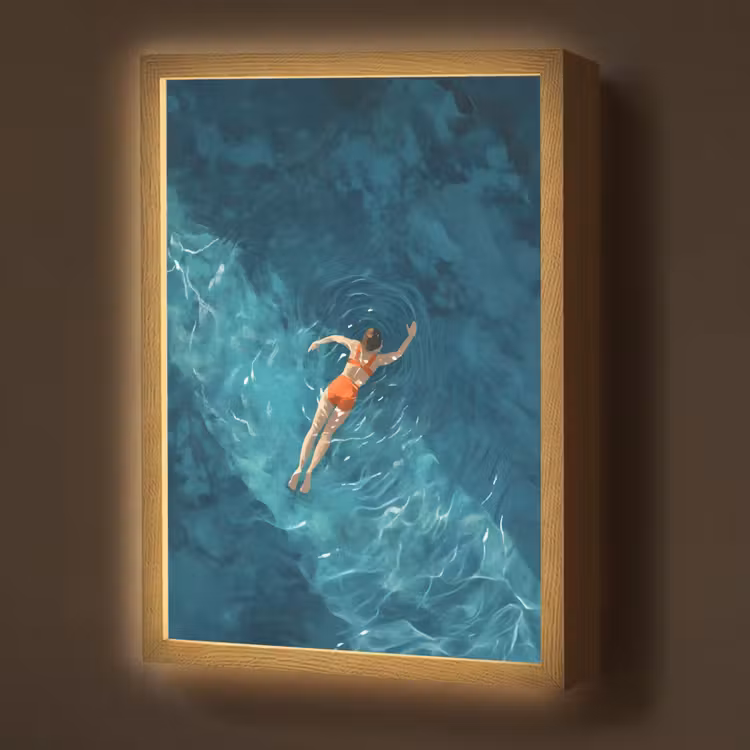 Lightbox - Wandlamp - Vrouw - Water - Bikini - Oranje — 1