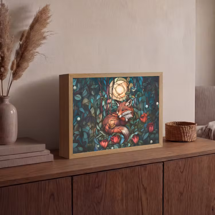 Lightbox - Wandlamp - Vos - Mozaïek - Bos - Maan — 4