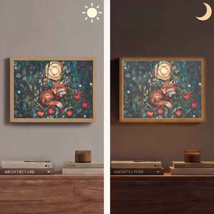 Lightbox - Wandlamp - Vos - Mozaïek - Bos - Maan — 6