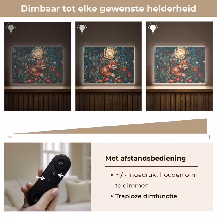 Lightbox - Wandlamp - Vos - Mozaïek - Bos - Maan — 9