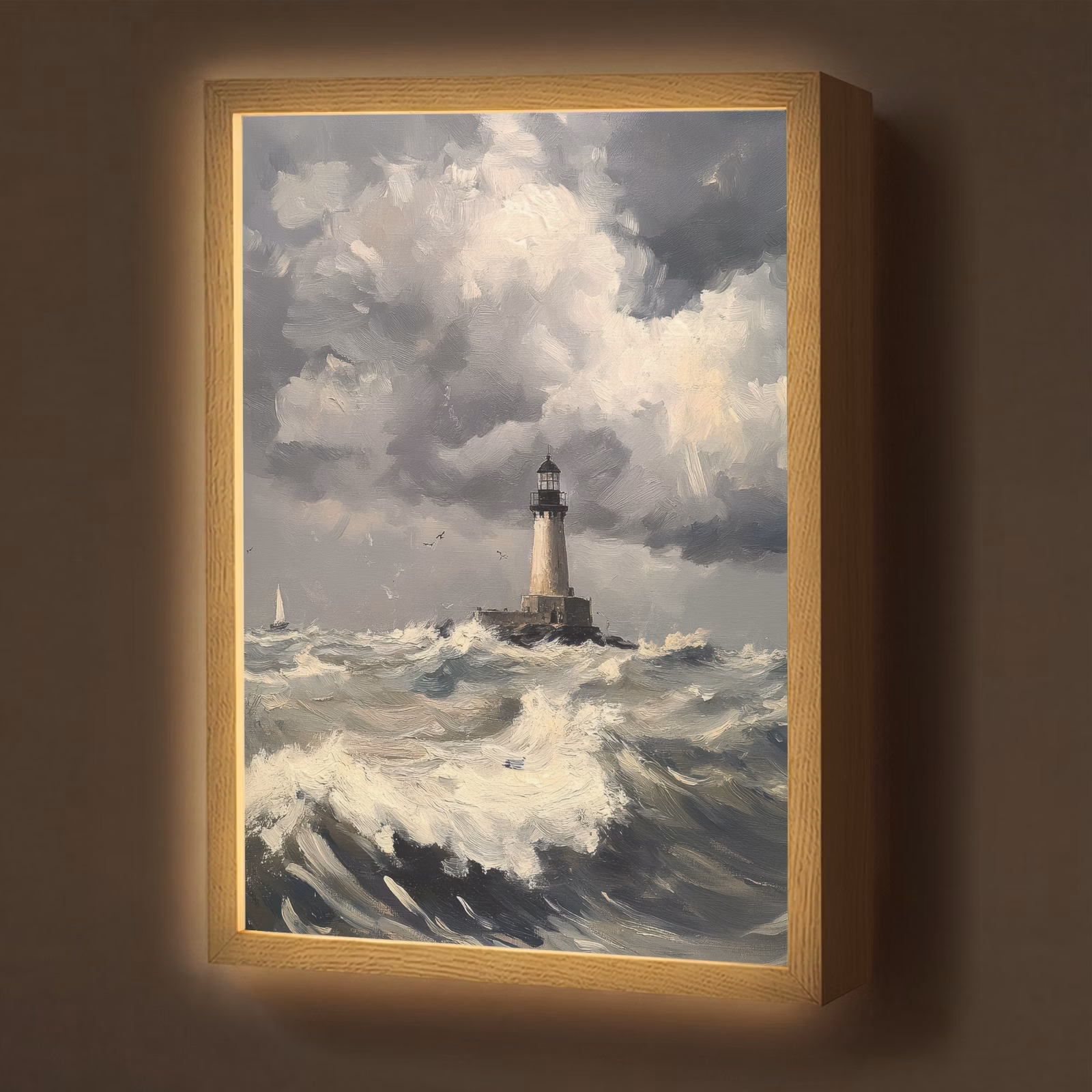 Lightbox - Wandlamp - Vuurtoren - Golven - Storm — 1