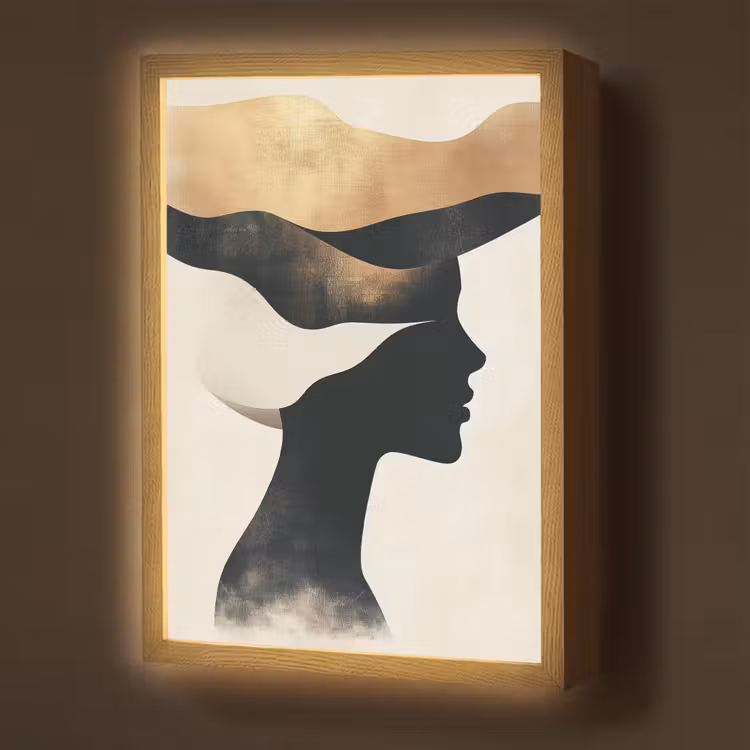 Lightbox - Wandlamp - Vrouw - Golven - Zwart — 1