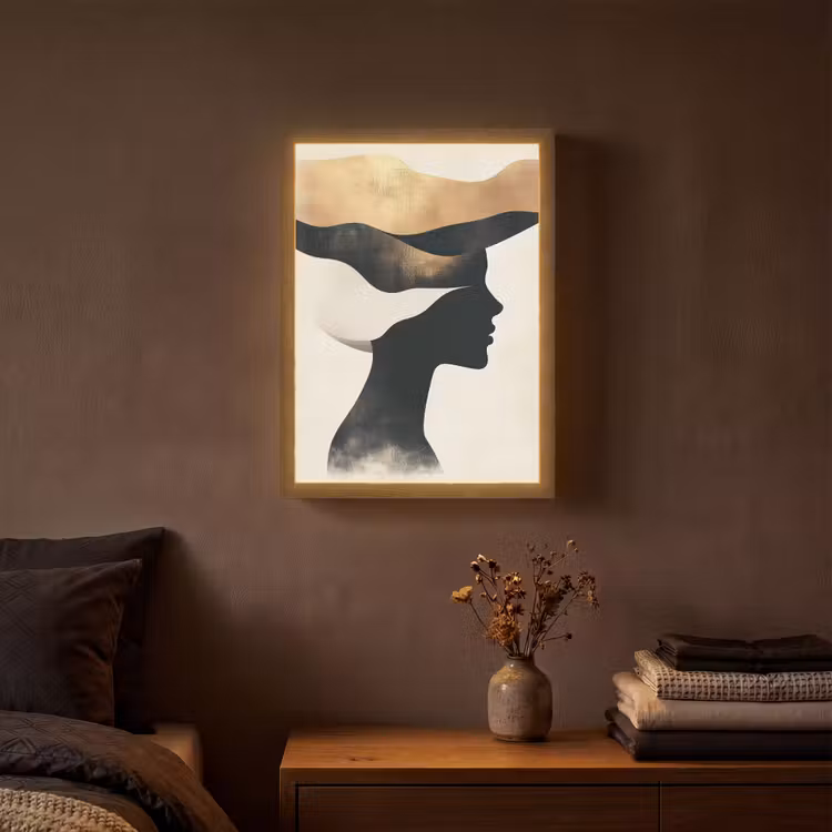 Lightbox - Wandlamp - Vrouw - Golven - Zwart — 3