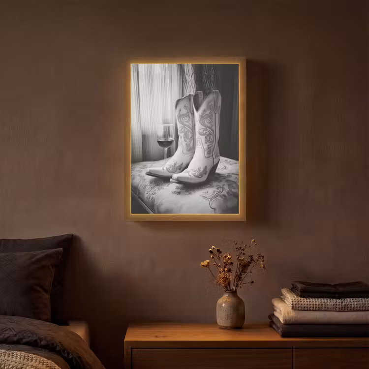 Lightbox - Wandlamp - Wijn - Cowboylaarzen - Raamlicht - Wit — 3