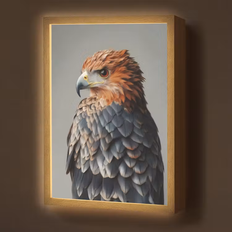 Lightbox - Wandlamp - Vogel - Realistisch - Veren - Bruin — 1