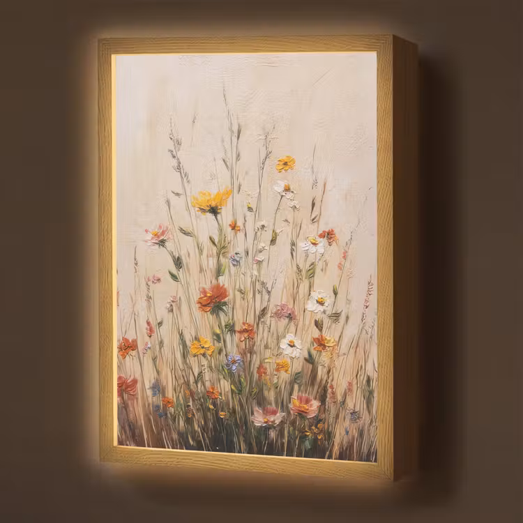 Lightbox - Wandlamp - Wilde bloemen - Penseelstreken - Rustgevend — 1