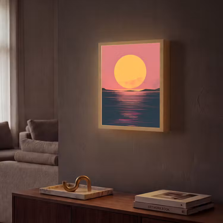 Lightbox - Wandlamp - Zon - Geel - Bergen - Water — 2