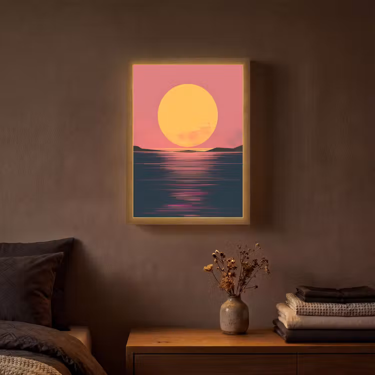 Lightbox - Wandlamp - Zon - Geel - Bergen - Water — 3