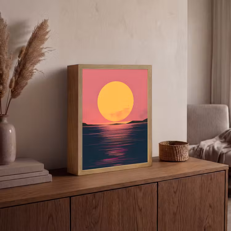 Lightbox - Wandlamp - Zon - Geel - Bergen - Water — 4