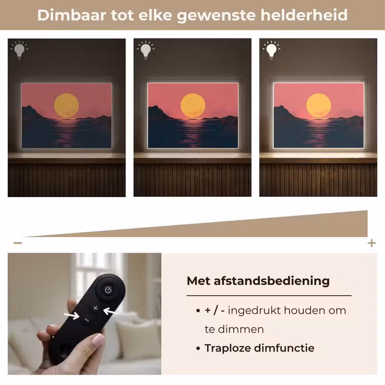 Lightbox - Wandlamp - Zon - Geel - Bergen - Water — 9